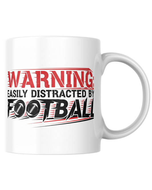 Caneca Engraçada "Aviso: Distraído por Futebol" - Presente para Fanáticos